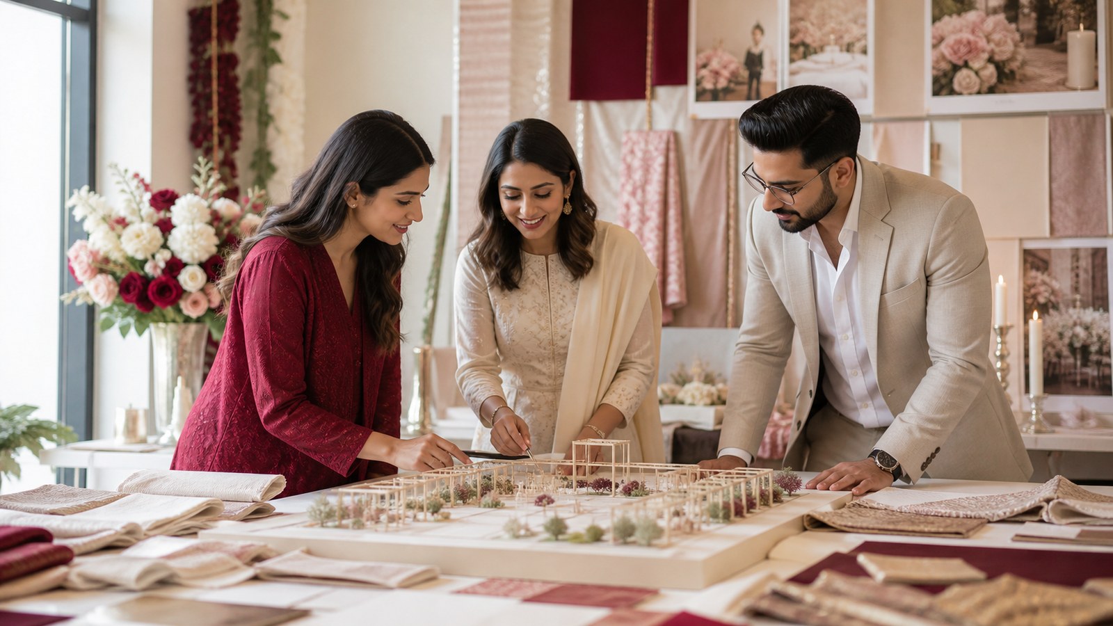 Wedding planning consultation with an elegant Indian wedding planning board in Delhi NCR Wedding planning consultation with an elegant Indian wedding planning board in Delhi NCR