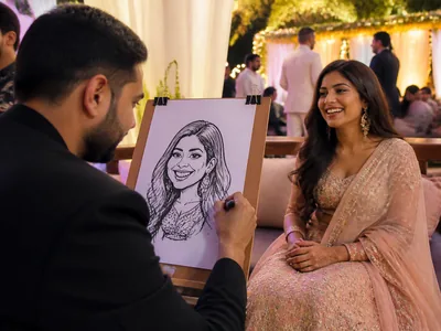 Caricature Artist wedding service visual