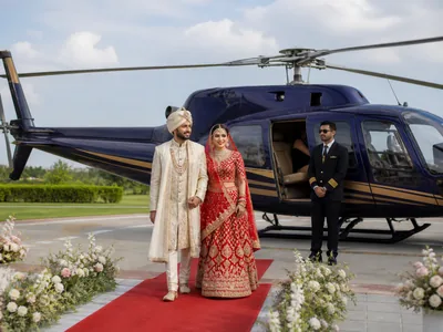 Helicopter Arrival wedding service visual