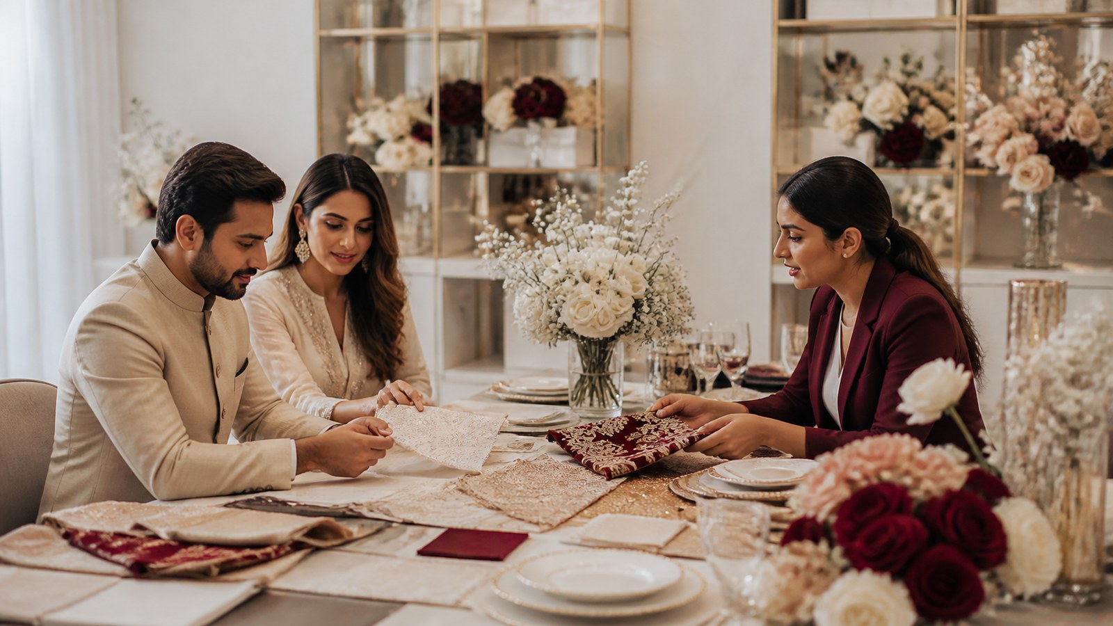 Wedding planning consultation with an elegant Indian wedding planning board in Delhi NCR