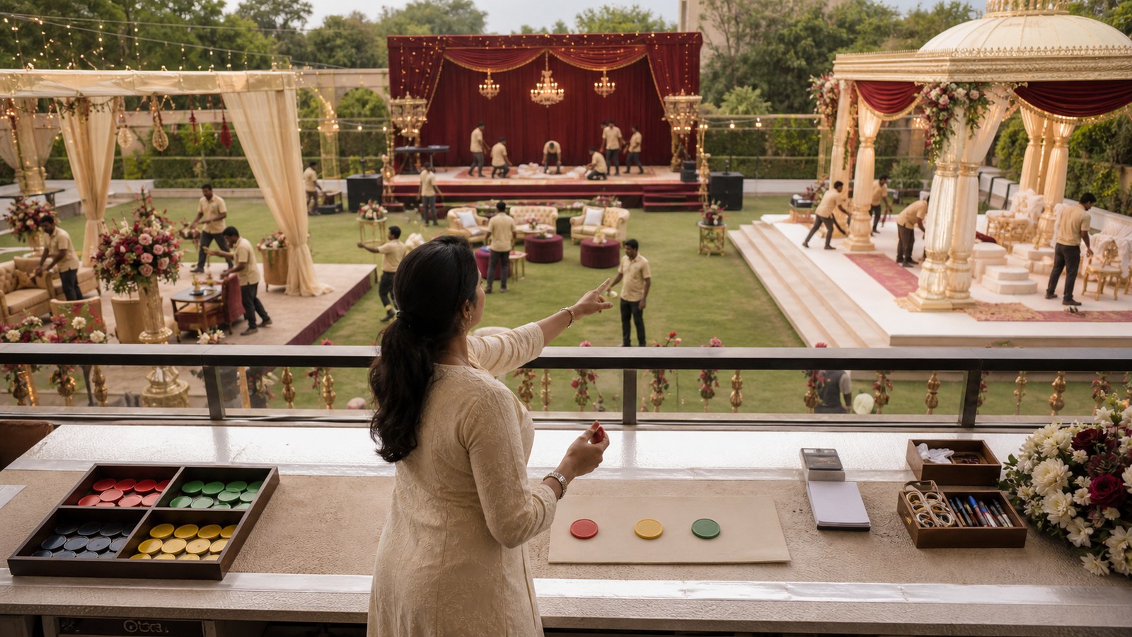 Wedding planning consultation with an elegant Indian wedding planning board in Delhi NCR