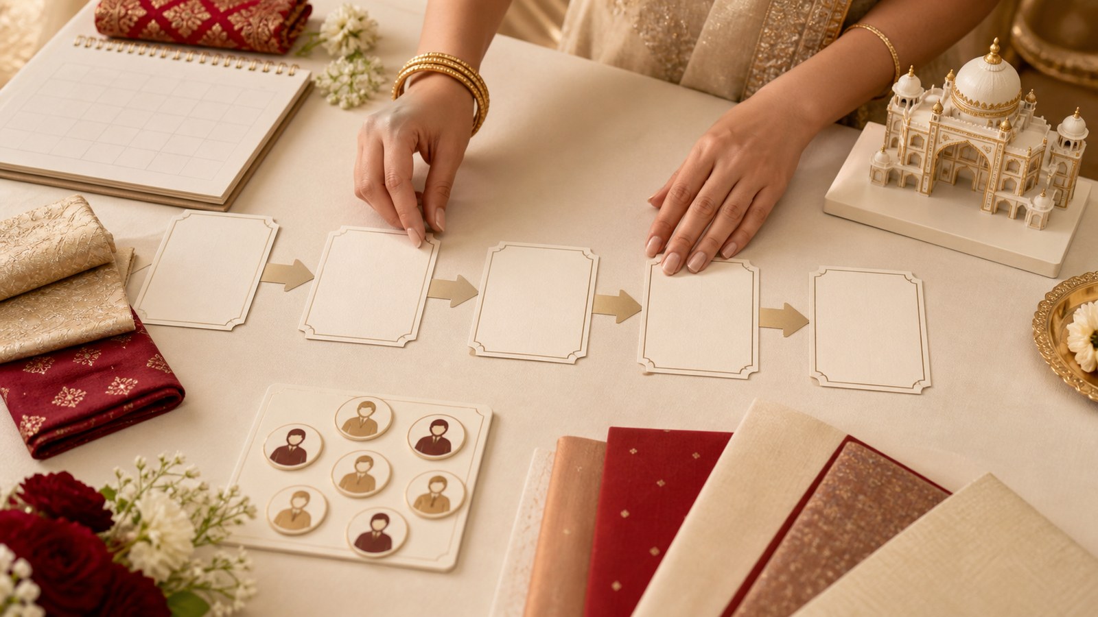 Wedding planning guide and checklist editorial visual in Delhi NCR